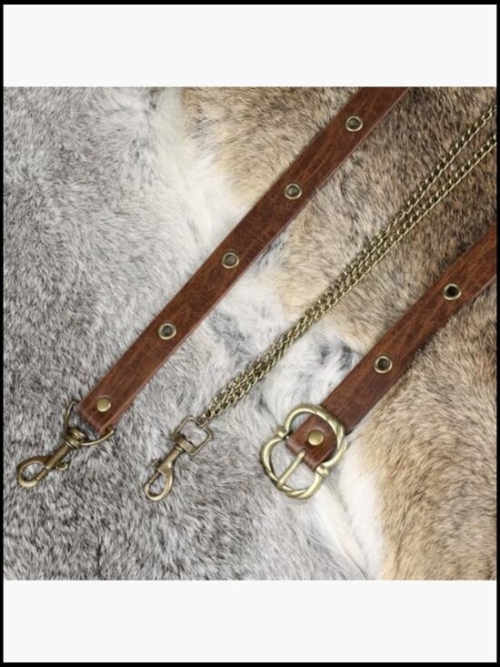 Medieval Vintage Faux Leather Chain Belt Adjustable Thin Retro Skinny Belt